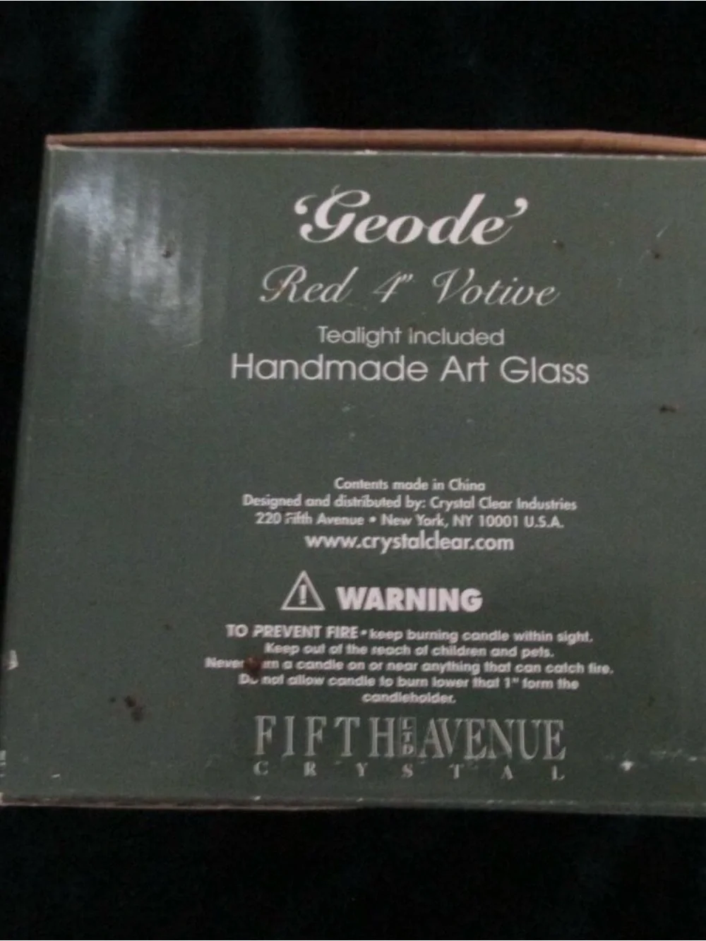 Vintage Saks Fifth Avenue Red Frosted Glass Crystal Candle Holder